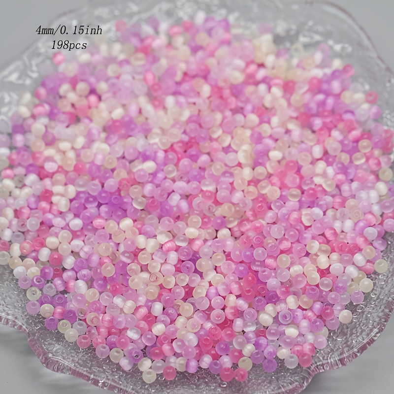 198pcs Mixed Color Glass Cat Eye Beads for Jewellery Making